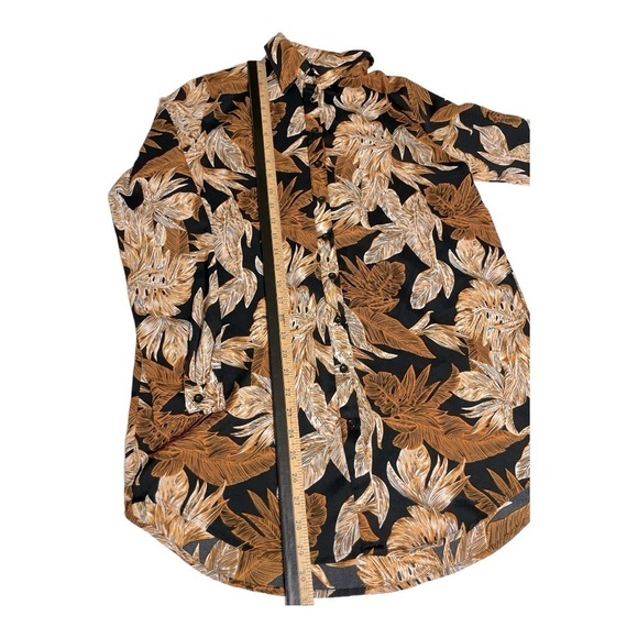 PLT Black Palm Leaf Print Beach Shirt - Picture 6 of 10